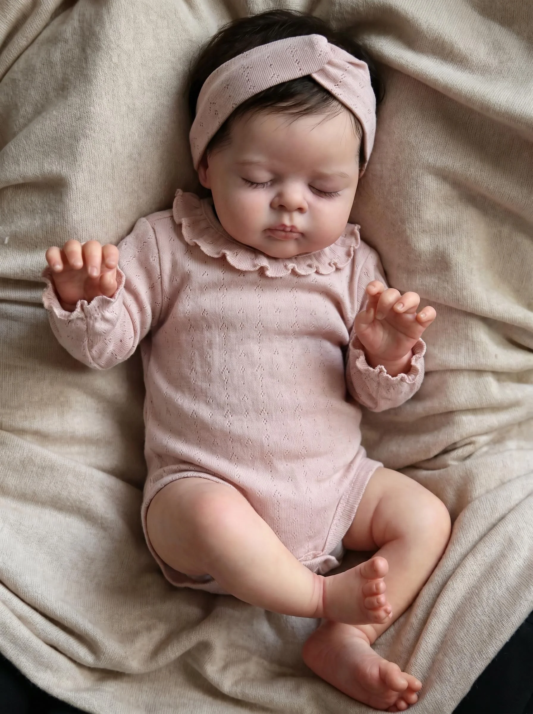 

NPK 19inch Esenia Reborn Baby Doll Soft Body Realistic 3D Skin Hand Painted Multiple Layers Rooted Hair Touchable Collectible