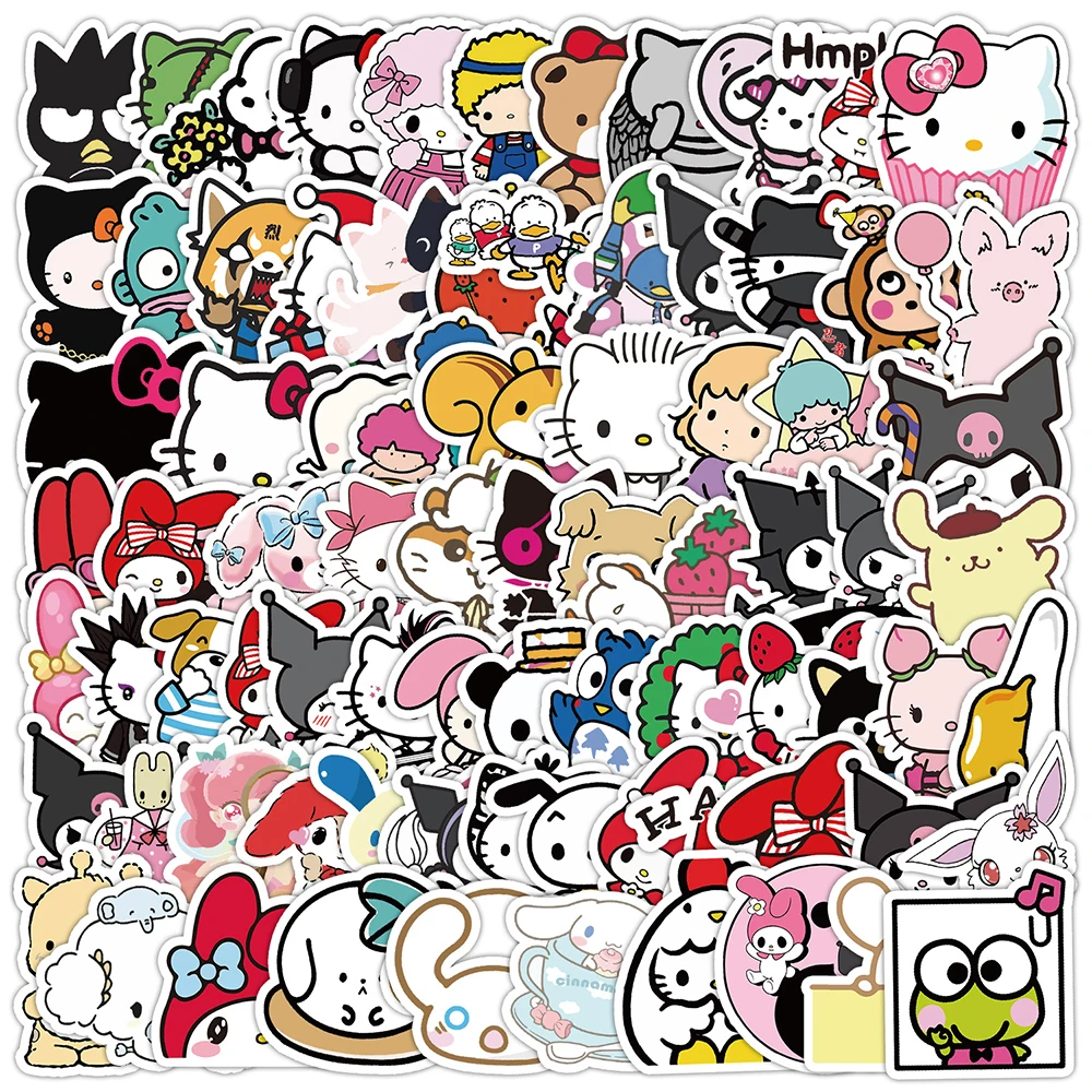 

10/30/50/100pcs Cute Cartoon Sanrio Stickers Kawaii Kuromi My Melody Decals Girls Kids DIY Scrapbooking Laptop Sticker for Kids