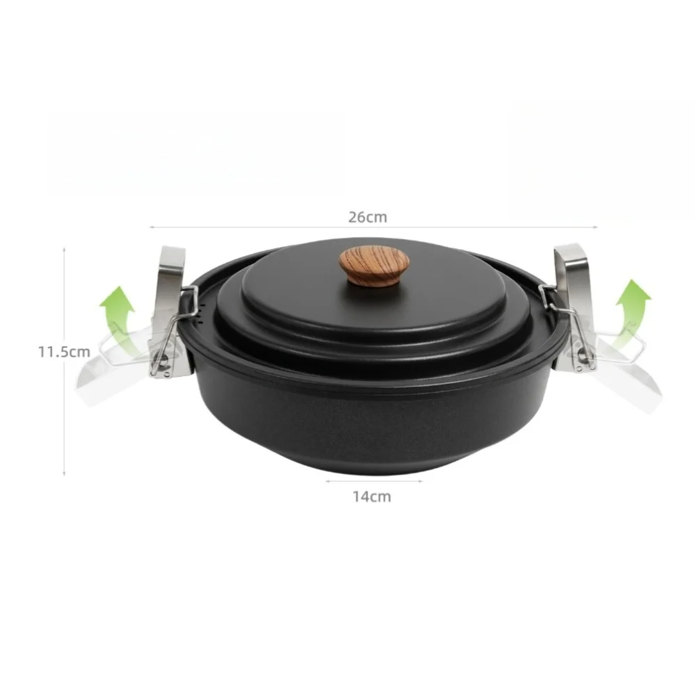 Nonstick Pressure Cooker Pot 1.6L Portable Stainless Steel Camping Cookware For Braising Stewing Steaming Boiling Outdoor Part