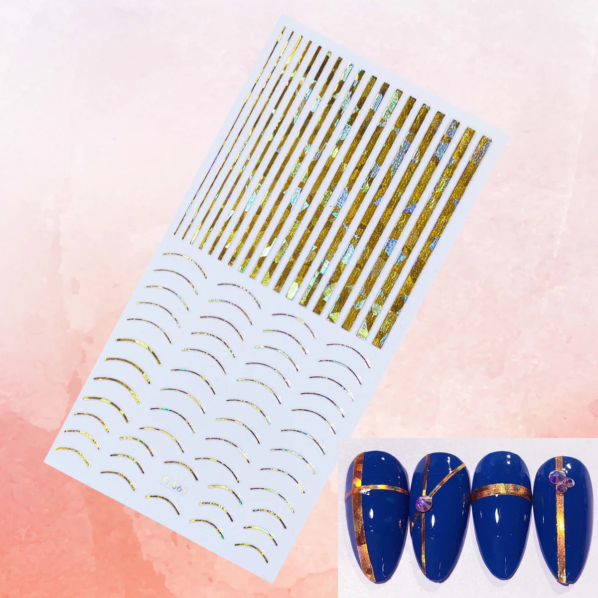 1 Pcs Lines Nail Stickers Silver Gold Nail Strip Geometric Waved Self Adhesive Papers Nail Sticker Art Striping Tape