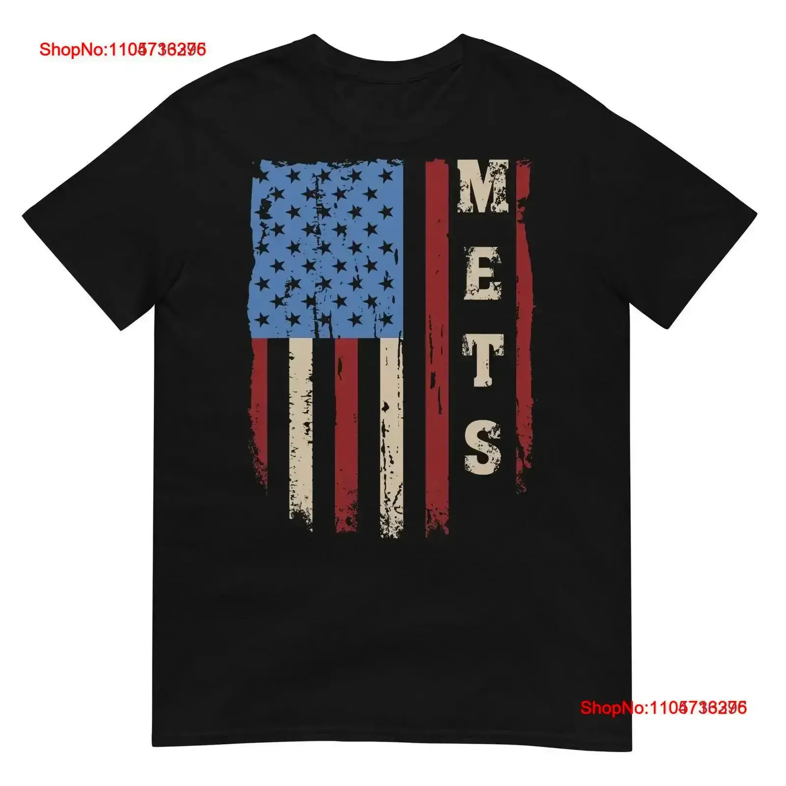 Mets Name Retro Vintage First Lover USA Flag T Shirt Washed Top For Everyday Wear designer clothes fashion Stretched vintage
