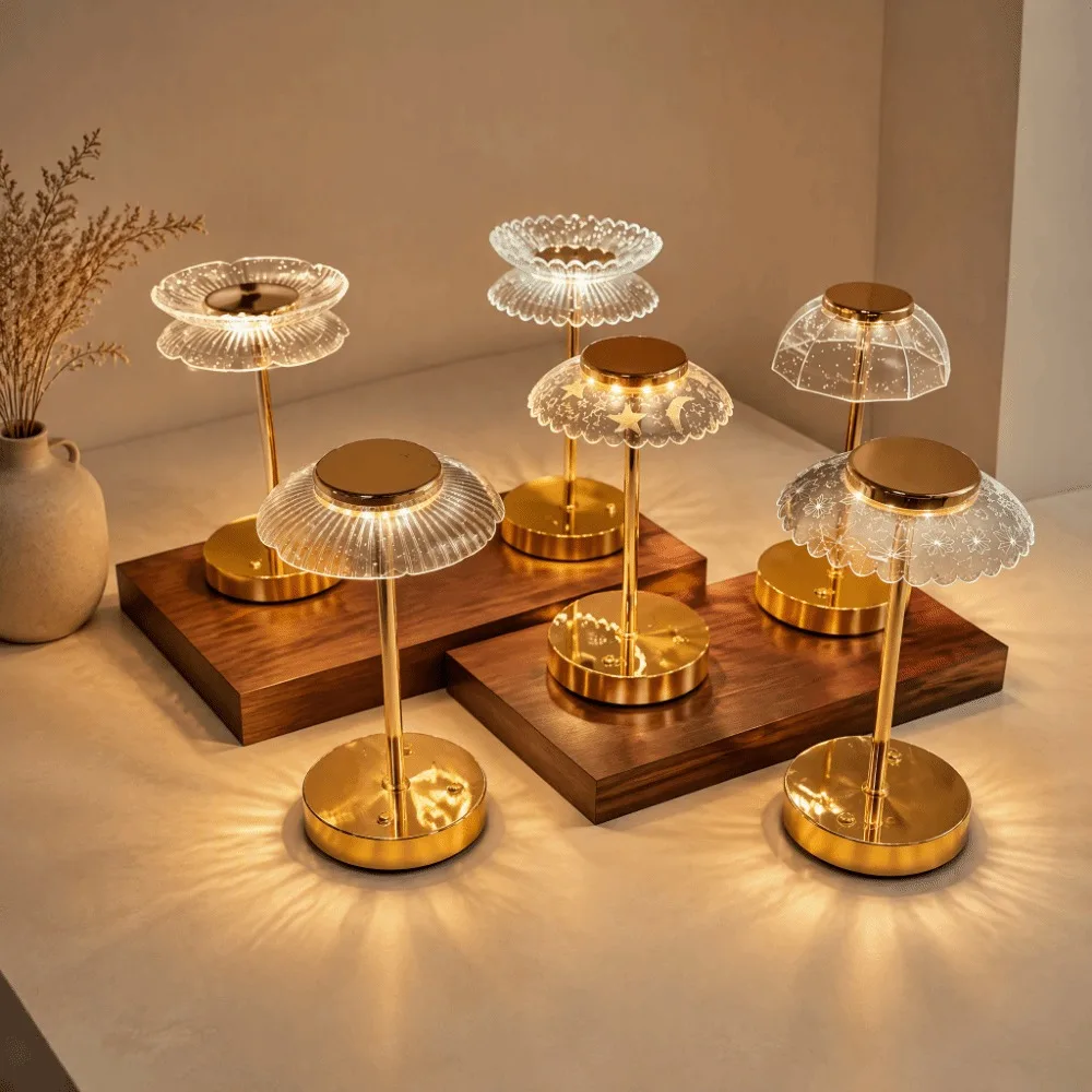 Ins Style Petal Shape Petal Table Lamp Mid-Century Vintage Table Lamp Retro Decorative Desk Lamp Bedside