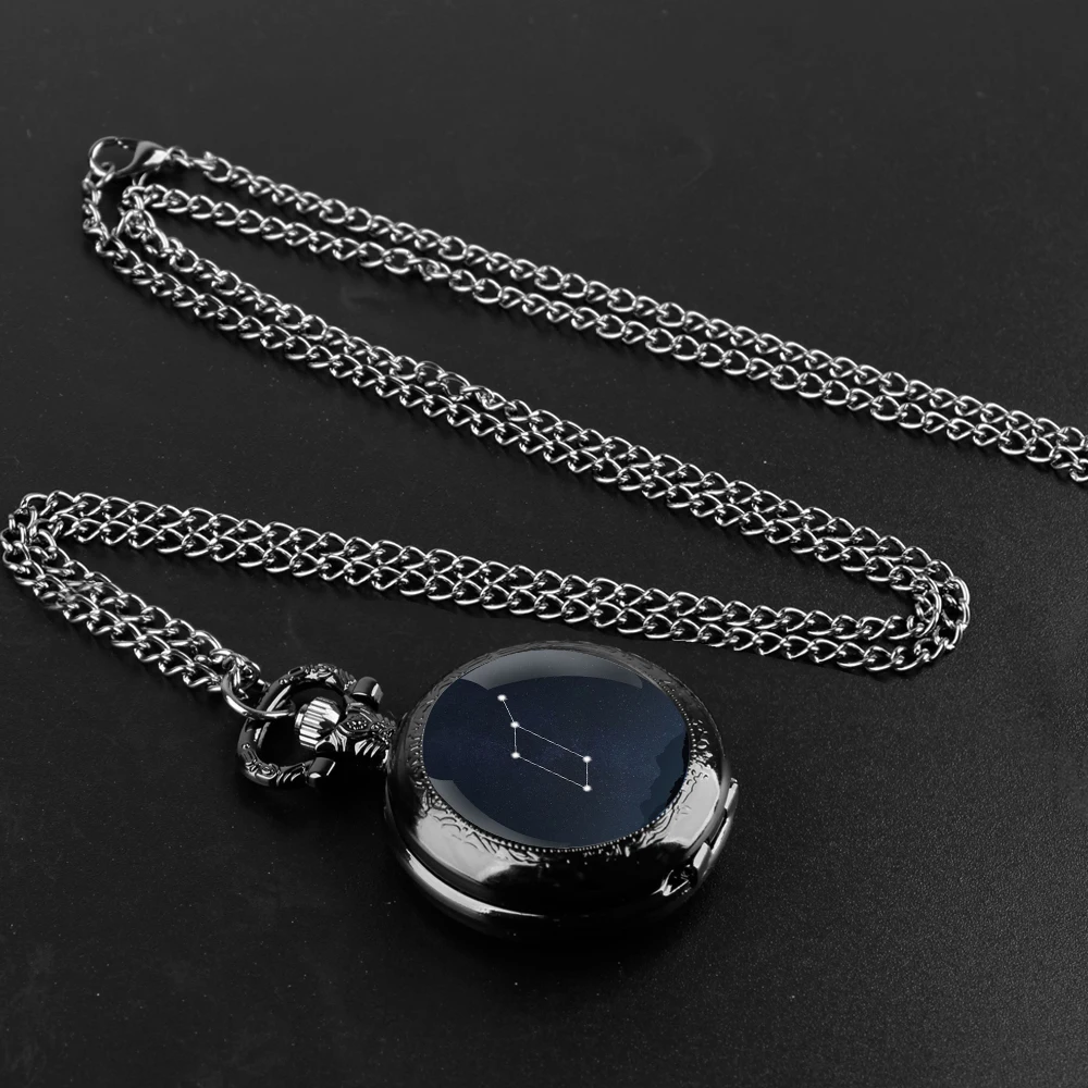 Lyra Constellation Romantic Gifts Vintage Arabic Numerals Quartz Pocket Watch Necklace Pendant Clock Chain Men Women Gift