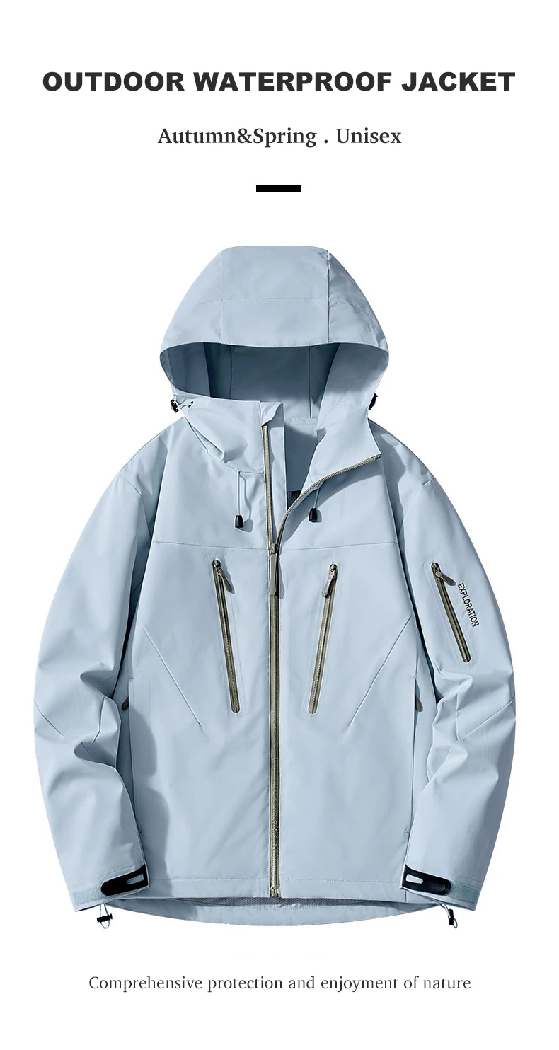 JNLN Unisex Regenmantel Wandern Camping Trekking Bergsteigen Wasserdichte Jacken Männer Frauen Outdoor Sportliche Winddichte Windjacke – Detail 2