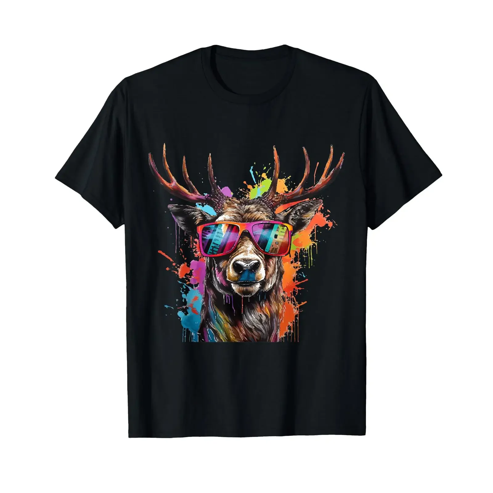 Hirsch-T-Shirt Hirschkopf-Kostüm Traditionelles Oktoberfest Vintage Gewaschen Atmungsaktiv Stilvoll Unisex Herren Grafik Dehnbar