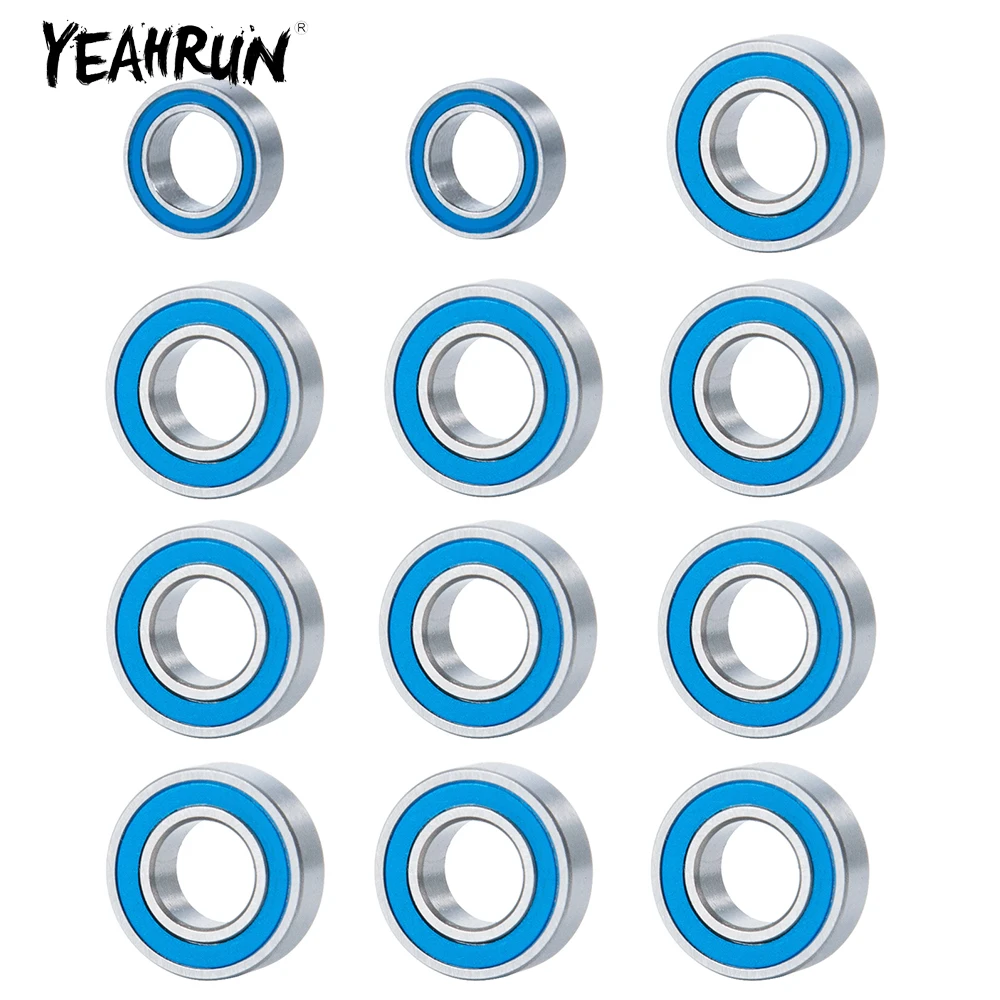 YEAHRUN 12Pcs Metalowe piasty kół Zestaw uszczelnionych łożysk do Tamiya Blackfoot Monster Beetle Fast Attack Mud Blaster 1/10 RC Car