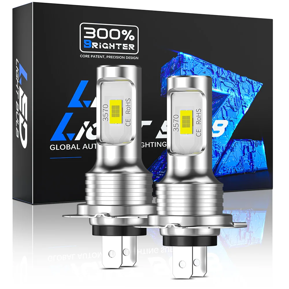 2 PCS H7 LED Headlight Bulbs High Low Beam 6500K Super White Lights Car Fog Lights Auto DRL 12V 24V