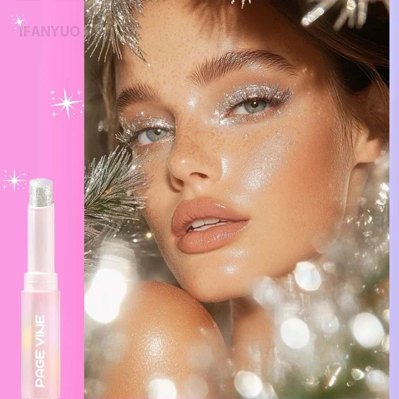 Blendable Crystal Jelly Shimmer Highlighter Eyeshadow Stick Shimmer Lip Balm Face Brightening Contour Stick Shiny Eye Shadow
