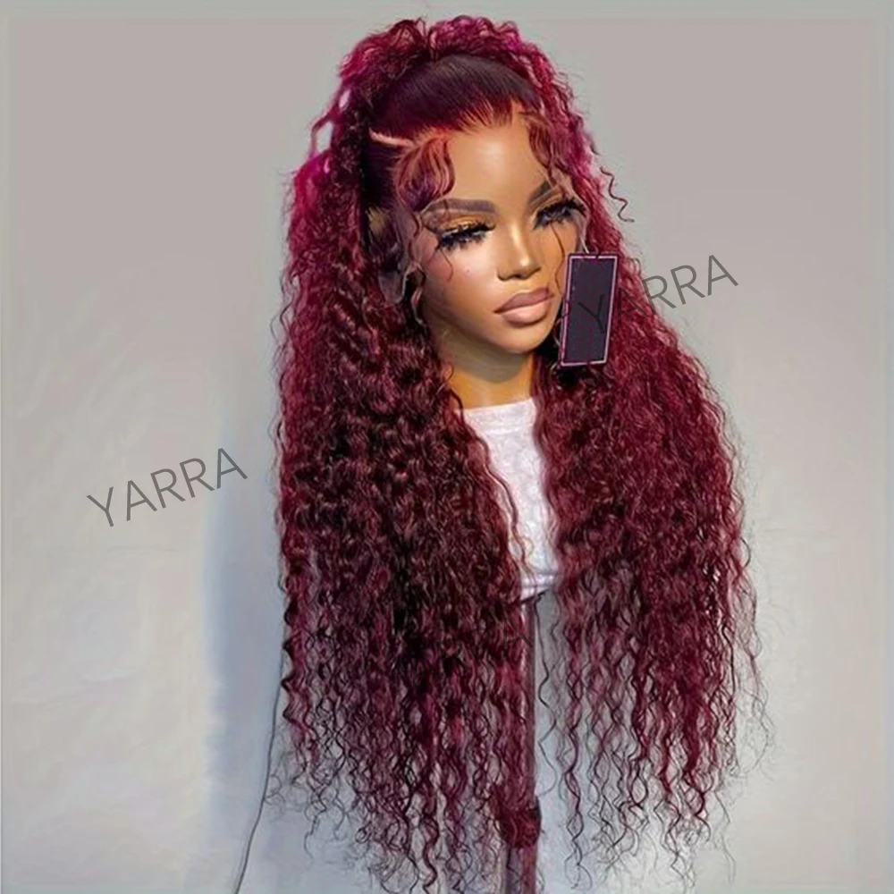 99J Dark Red Ready Go Wig Burgundy Kinky Curly Human Hair Wigs 13X4 13X6 Lace Frontal Wigs Brazilian Deep Wave 6X4 Closure Wigs