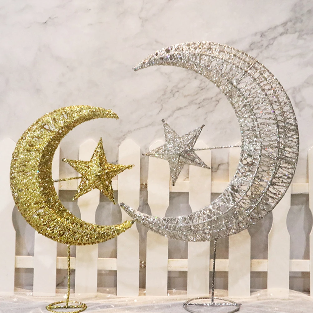 

1Pcs 30Cm Metal Star Festival Treetop Moon Style Glittering Christmas Tree Topper Holiday Decor for Living Room Eye Catching