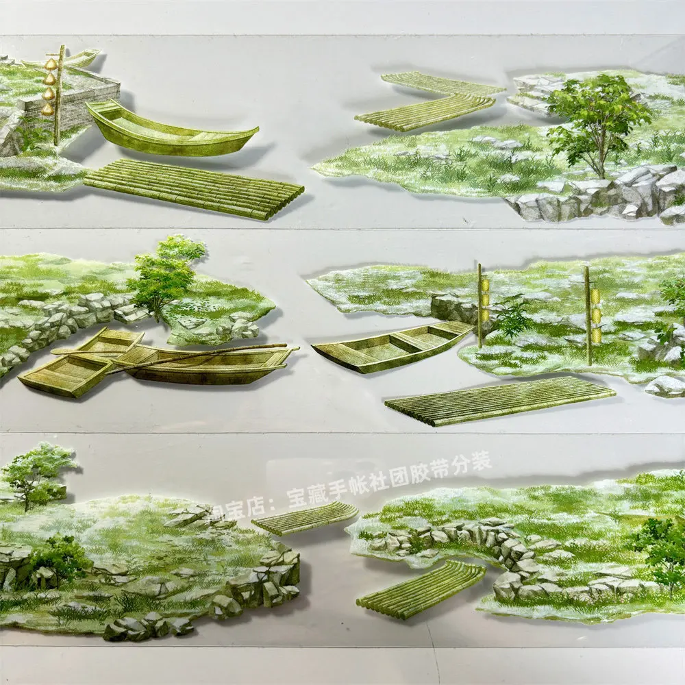 

Journal Washi Pet Tape A863 Port Terminal Zero Riverside Boat Ancient PET Scrapbooking Collage Sticker Card Making