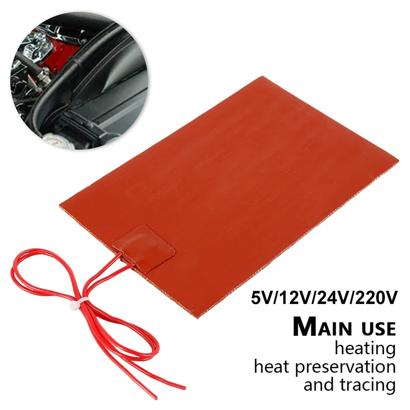 5V 12V 24V 220V Silicone Electric Heating Pad Rubber Heater Mat Heated Bed Plate Flexible Waterproof 3D Printer