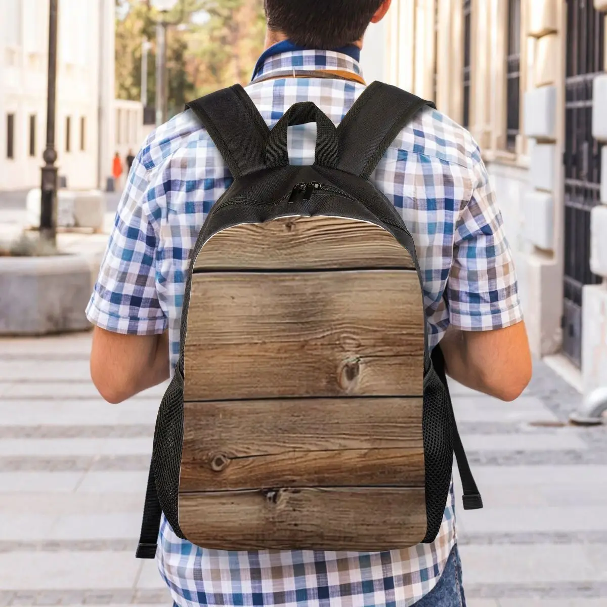 Wood Grain Retro Backpack Student Boys Girls BookBag School Bag Laptop Shoulder Bags