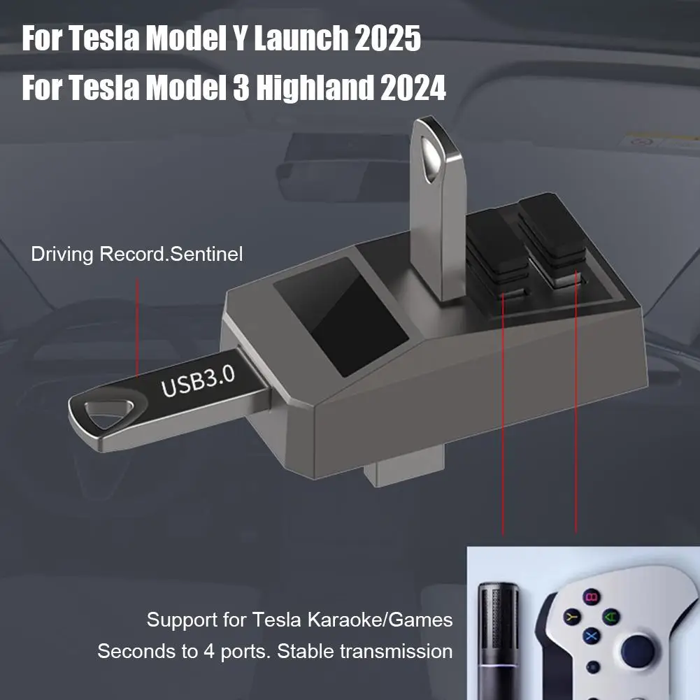 Glovebox USB Hub for Tesla New Launch Juniper 2025 Highland 2024 Type-C Port Digital Display Splitter Docking N9H9