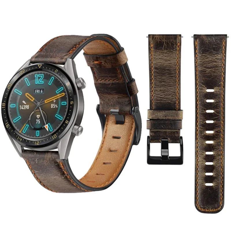 

20mm 22mm Leather strap for Samsung Galaxy watch 7/FE/4/6/classic/5/5 pro 45mm Retro bracelet Huawei Gt 5-4-3-pro-2-2e bands