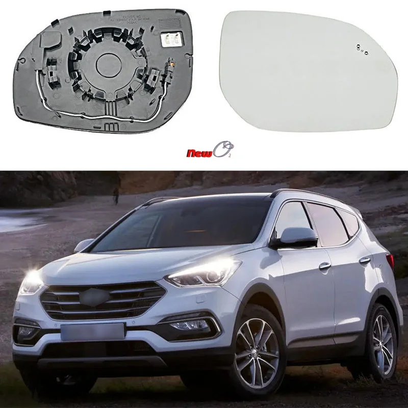 

Side Mirror Replacement Lens Blind Spot Heating White Glass Waterproof Anti-Fog Auto parts For Hyundai SANTA FE 2015-2018