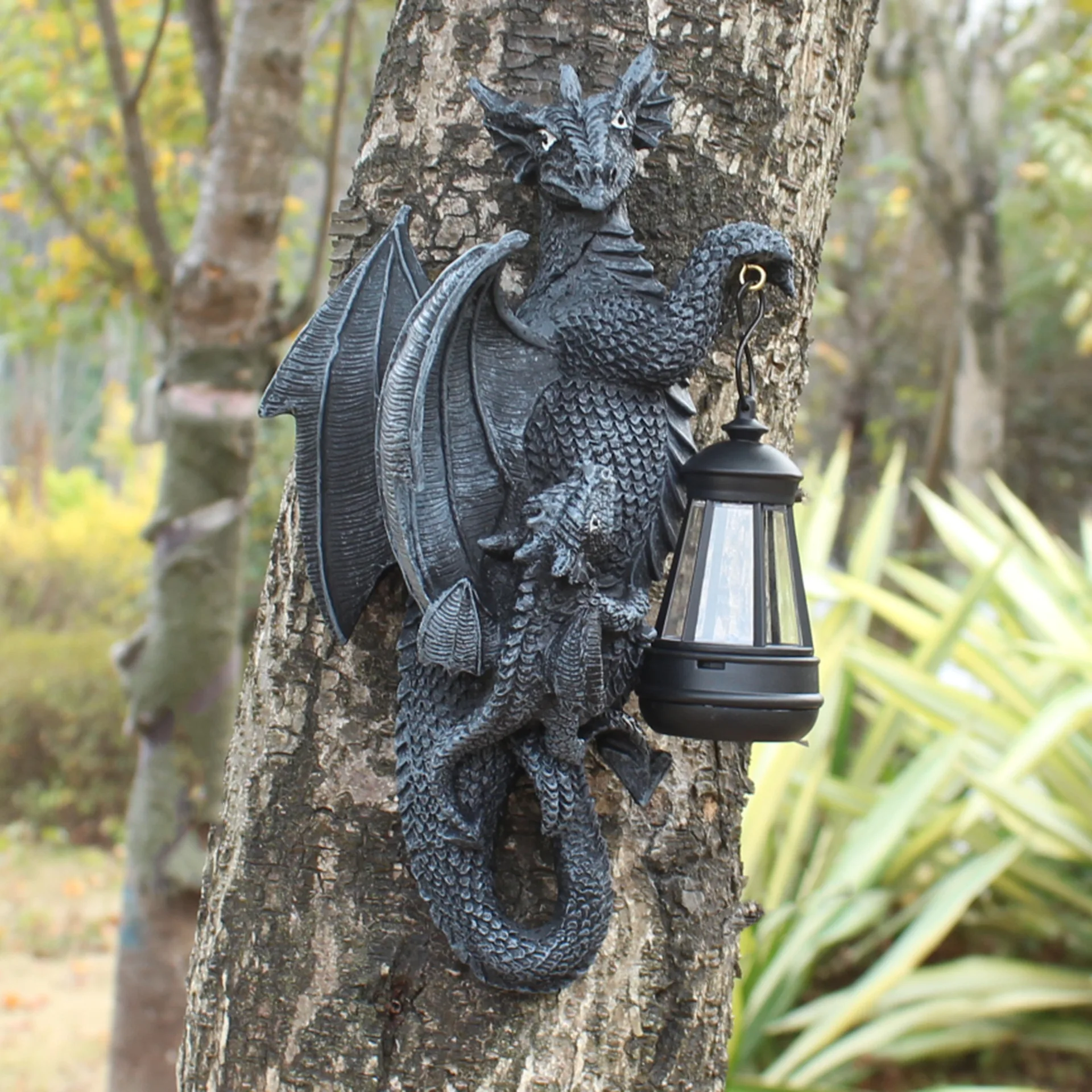 Halloween Dragon Golden Ember Edition Solar Garden Light Outdoor Gothic Medieval Fantasy Decor Statue Lamp 2026 Upgrade