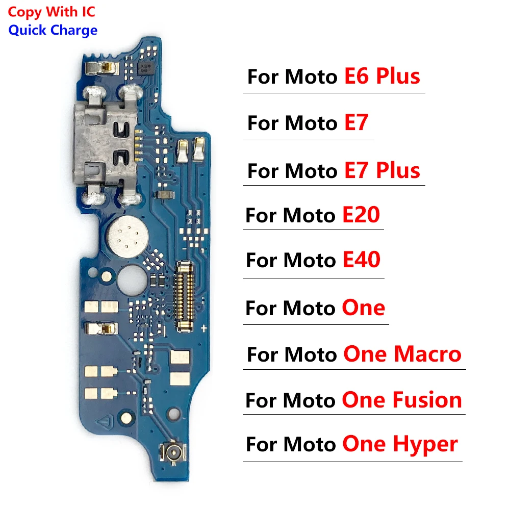 10 Pcs Charger Board PCB Flex For Moto One Fusion Hyper Macro E40 E20 E6 Plus E7 Power USB Port Connector Dock Charging Ribbon