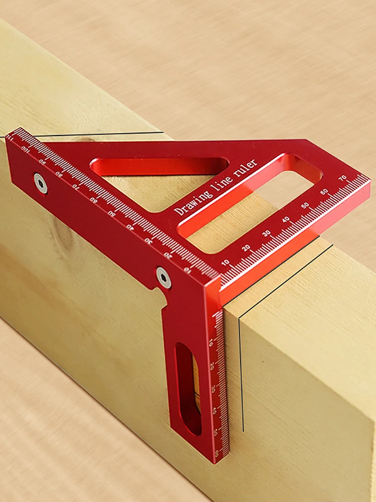Quadratischer Winkelmesser für die Holzbearbeitung, Gehrungsdreieck-Lineal aus Aluminiumlegierung, hochpräzises Layout-Messwerkzeug für Ingenieure und Schreiner