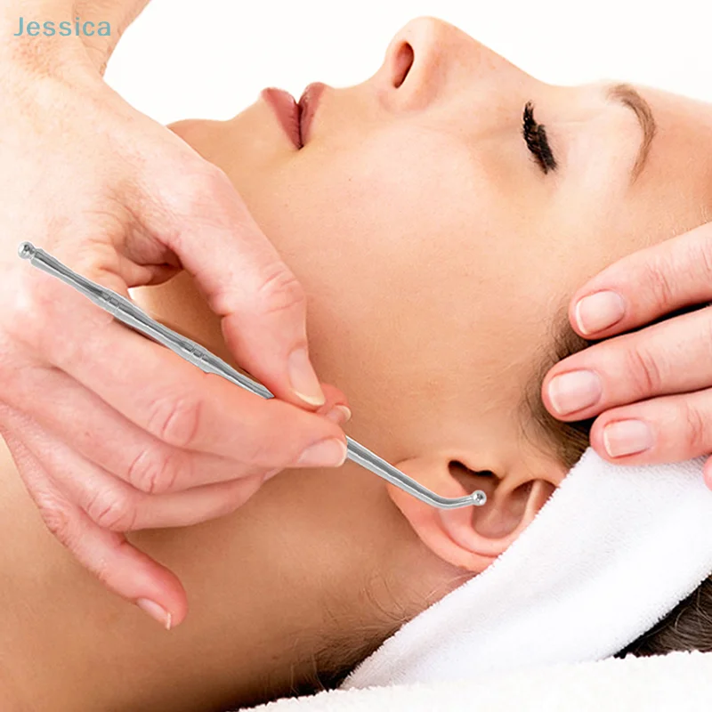 ♥ Rvs tweekoppige Acupunt Massage Pen, Oor Acupunt Detector Pen, Body Acupunt Tool Verlichten Lichaam Meridiaan Pijn