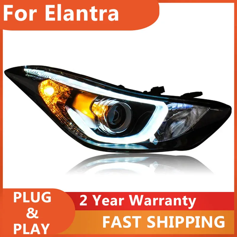 

KOWELL Car Styling Hyundai Elantra Headlights 2011-2016 Elantra Head Lamp DRL Turn Signal Low High Beam Projector Lens