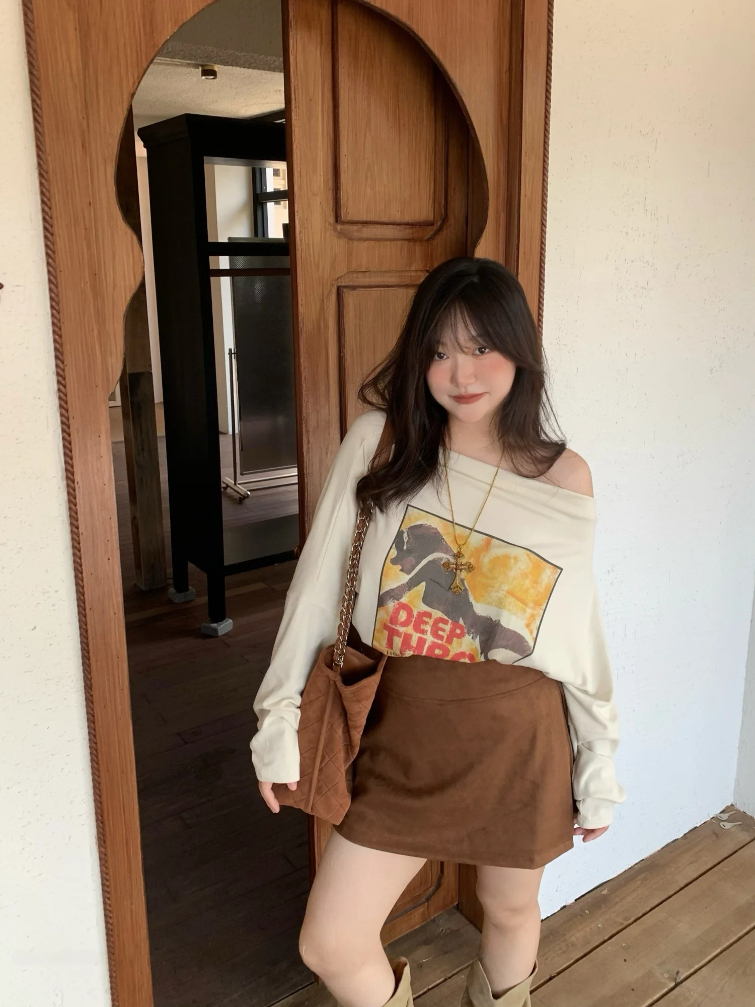 

Американский ретро-свитшот с принтом и длинными рукавами DEMA: свободный крой, повседневный, стройнящий, для осени и зимы, универсальный, модный