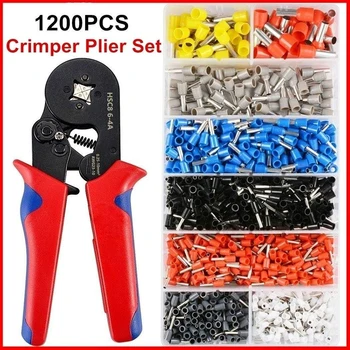 1200pcs assorted fully insulated fork terminals connectors kit electrical crimping tools with spade ring cable connector
