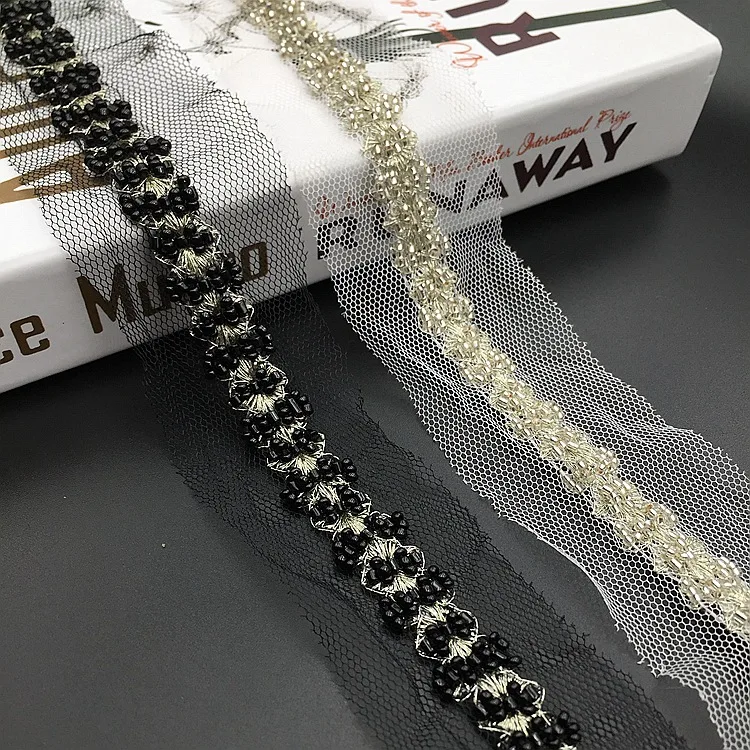 Mesh Embroidery Caterpillar Handmade Beaded Barcode Clothing Accessories Lace Trim Wholesale