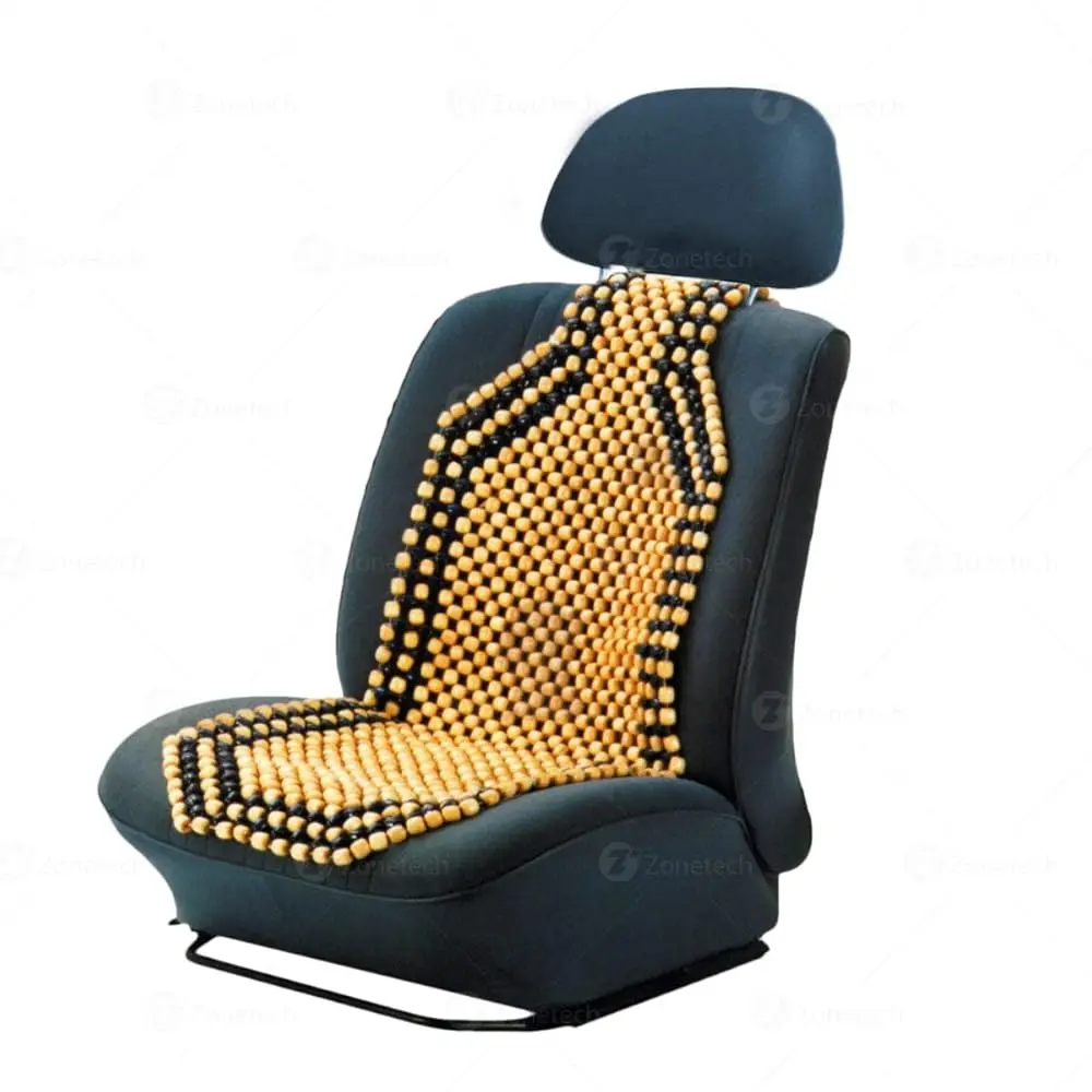 

Beaded Seat Cover for Cars Cooling, Massage Cushion, Natural Wooden Beads for Semi Truck, Trailer, Car, Two-Tone, Double Str