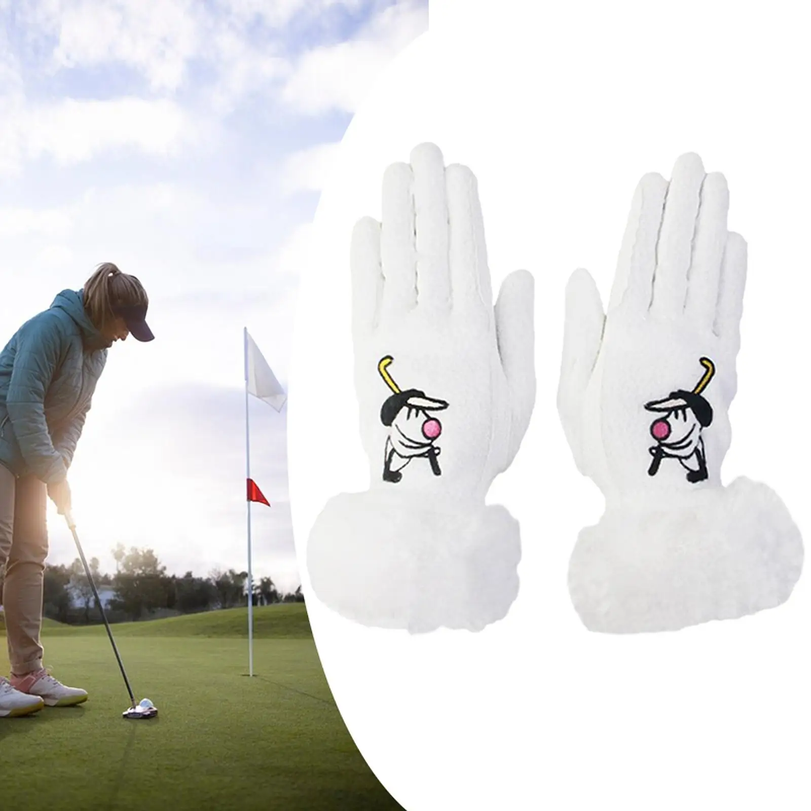 1 Pair of Golf Gloves Winter Golfer Gloves for Golf Hitting Hiking Driving