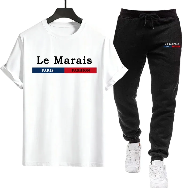 

Ежедневные горячие предложения: летний мужской спортивный костюм для активного отдыха 2026 — футболка с коротким рукавом и повседневные качественные спортивные брюки.