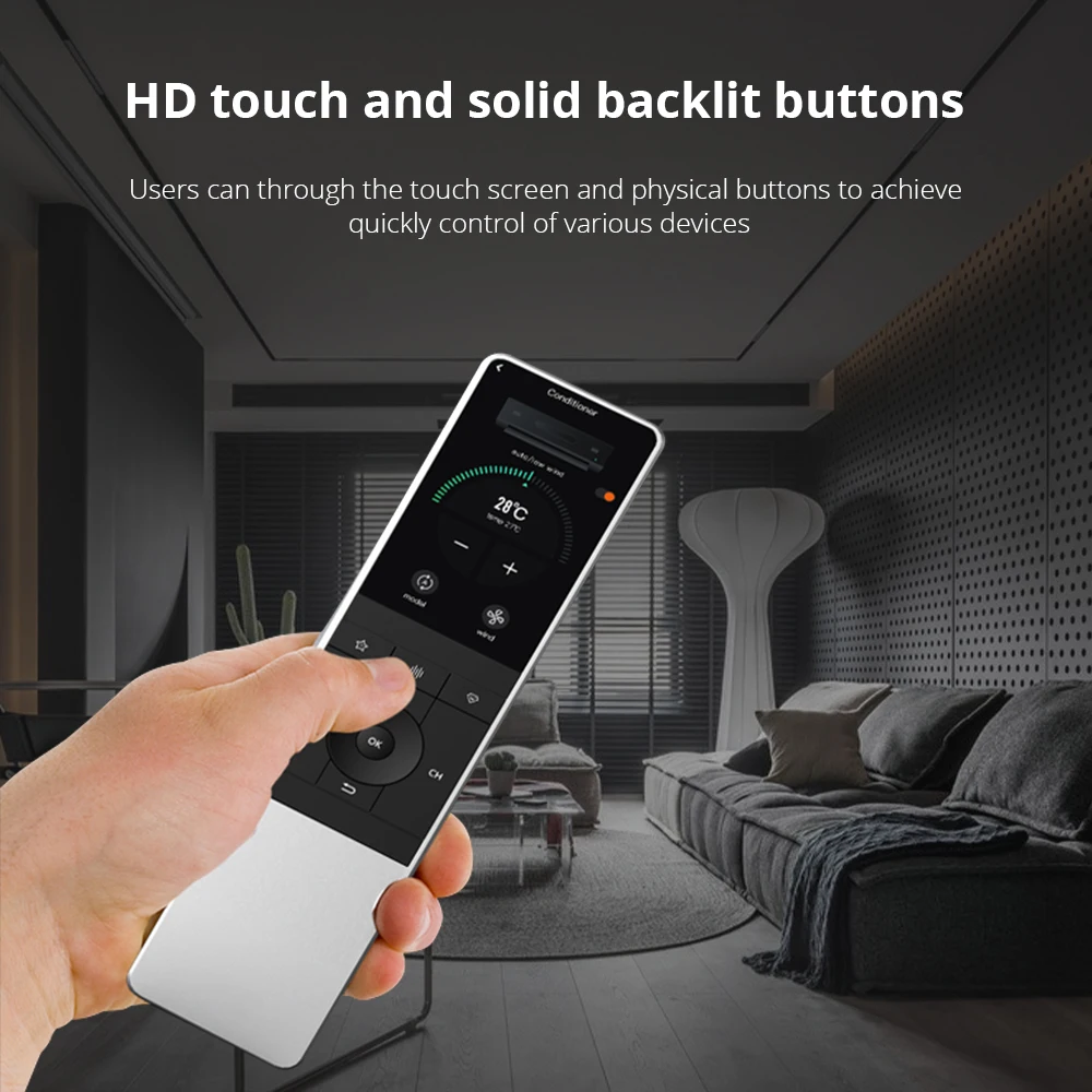 WiFi Smart Remote Control HD Touch Screen Wireless Charging Base Voice Control for Smart Home Devices IRRemote