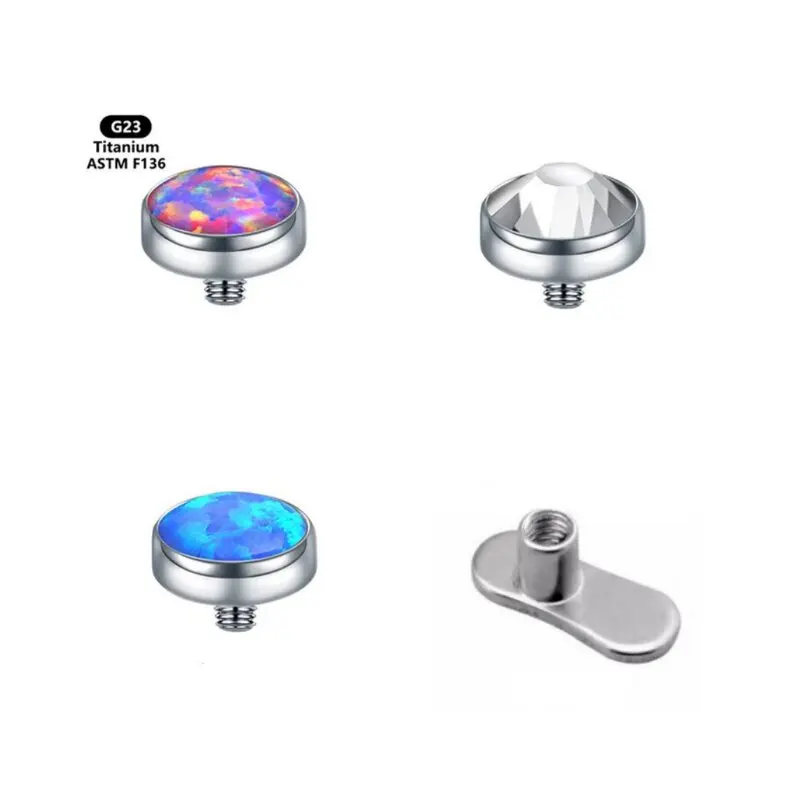 Opal Surface 16g G23 Anchor Titanium Internally Threaded Dermal Anchor Accessories Base Hypoallergenic Piercing Jewelry