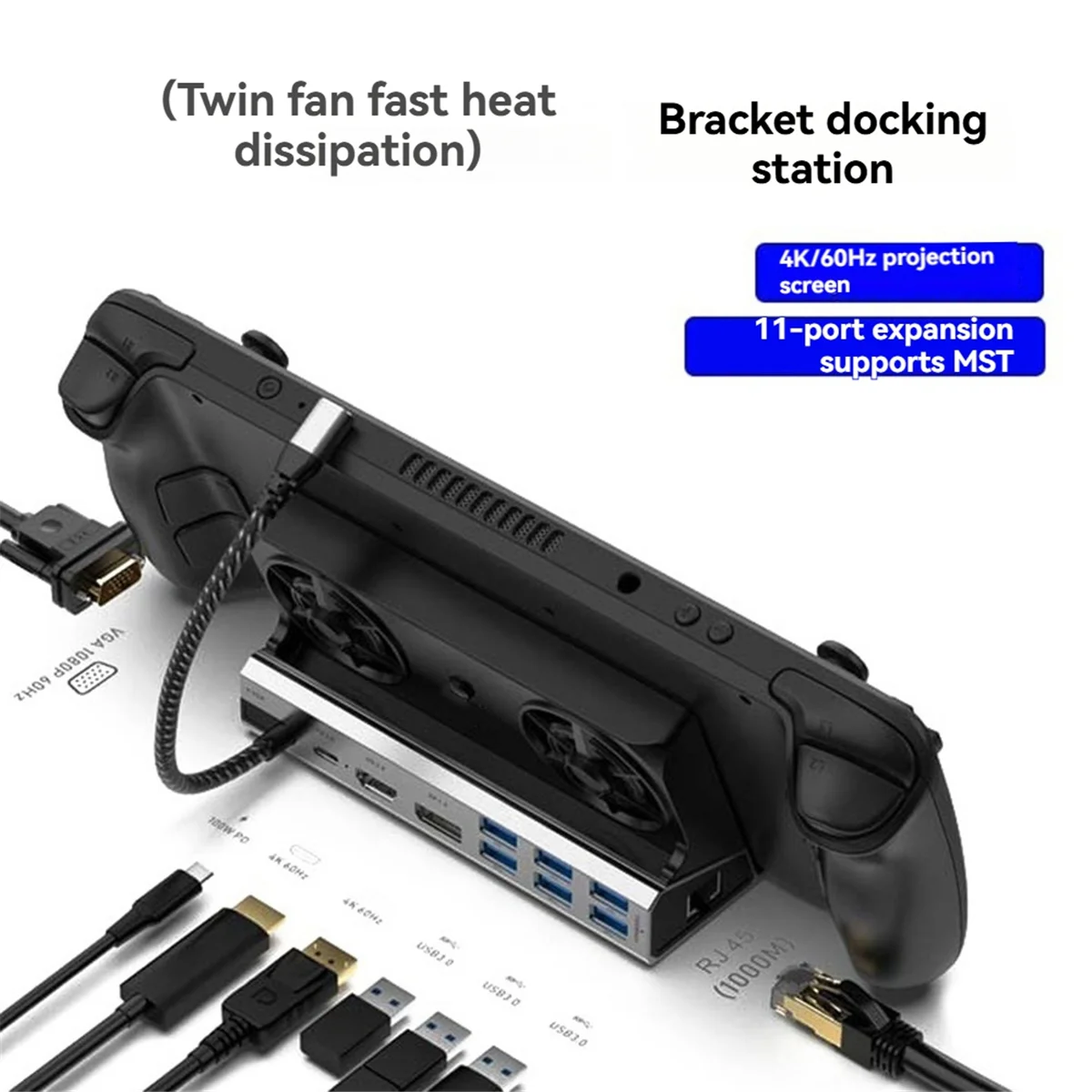 USB C Docking Station for Steam Deck to HDTV 4K60Hz RJ45 PD100W Dock for Asus ROG Ally Nintendo Switch MacBook PC