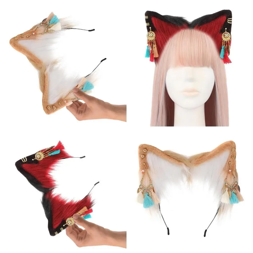 

R1WE Adult Ear Headband with Ethnic Earring Easter Carnival Party Hair Hoop