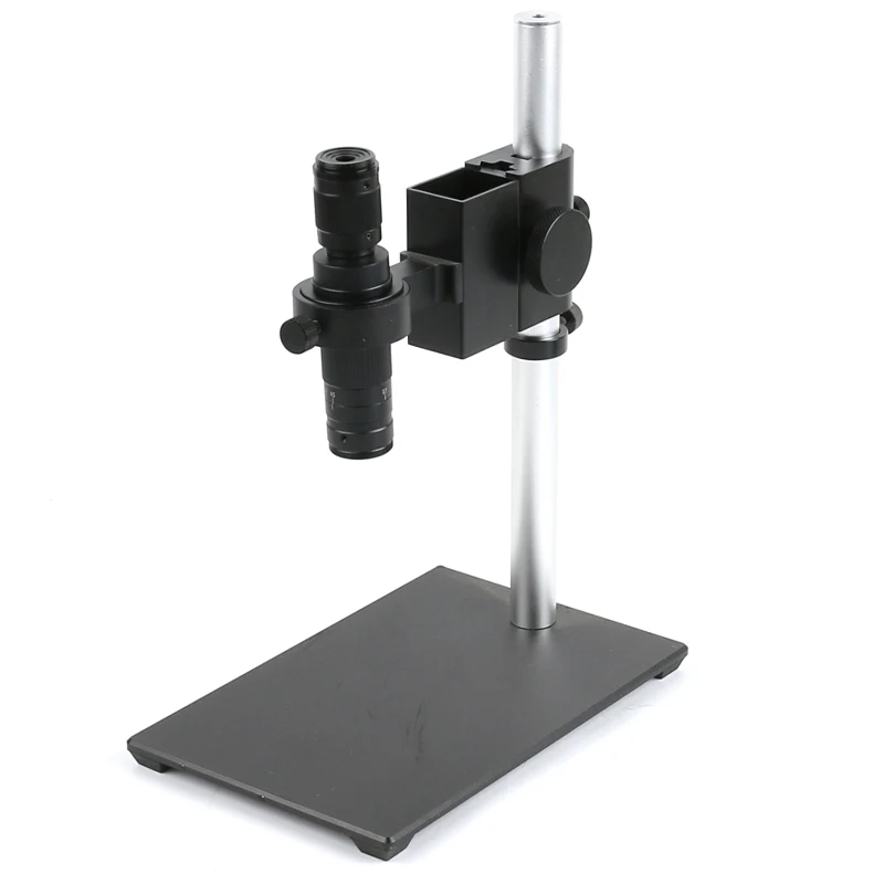 Industry Zoom Monocular Optical 150X Parfocal C Mount Lens + 40mm Microscope Camera Table Lift Stand Holder + 40 LED Ring Light