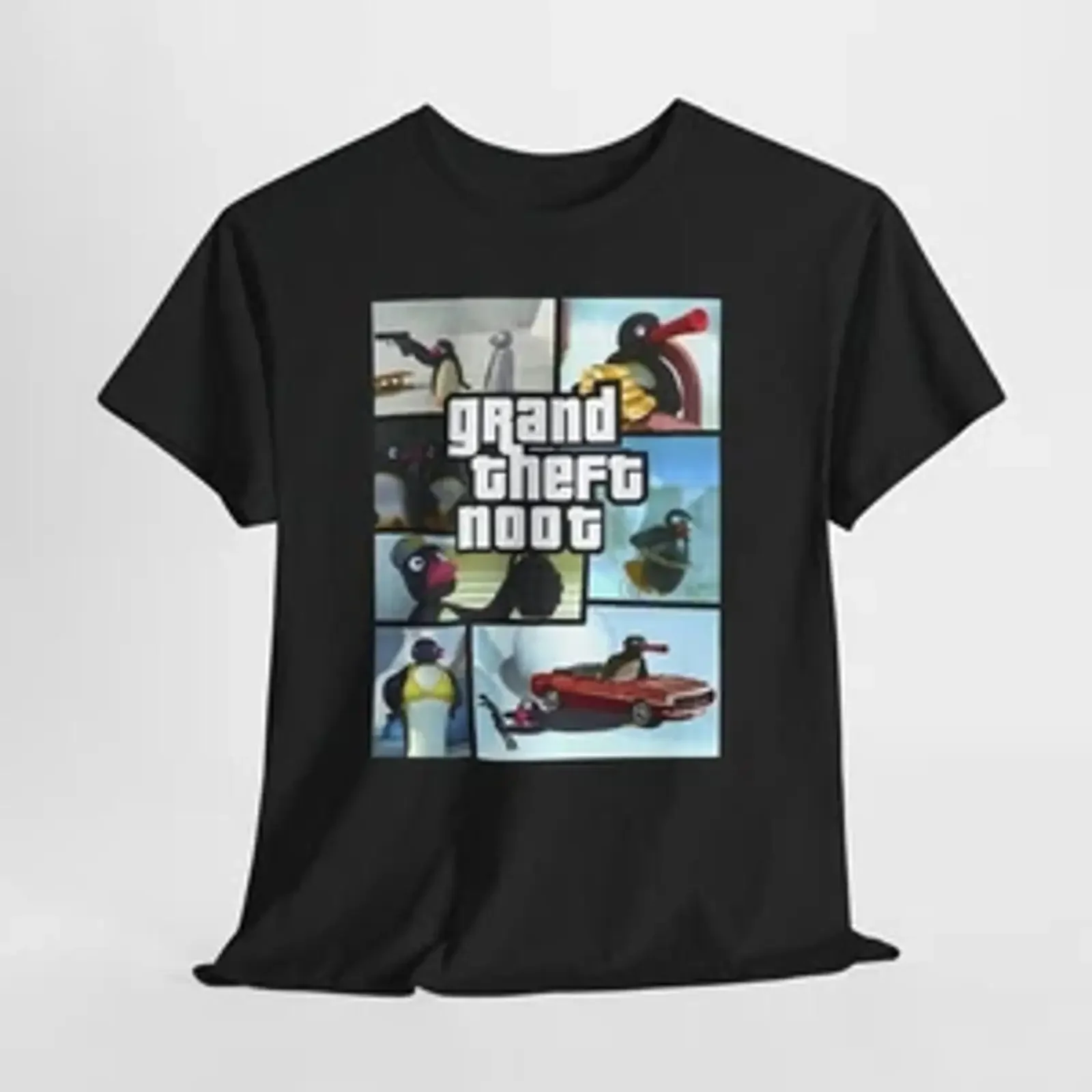 Pingu Parody T Shirt Funny for Comedy Fans Heavy Cotton vintage Washed streetwear Versatile Slightly Stretched Comfortable