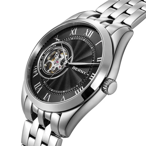 Imagen 2 del producto Reloj Automático BERNY para hombre, esqueleto Visible de lujo NH38 Move Business Casual, reloj de acero inoxidable con zafiro de alta calidad para hombre