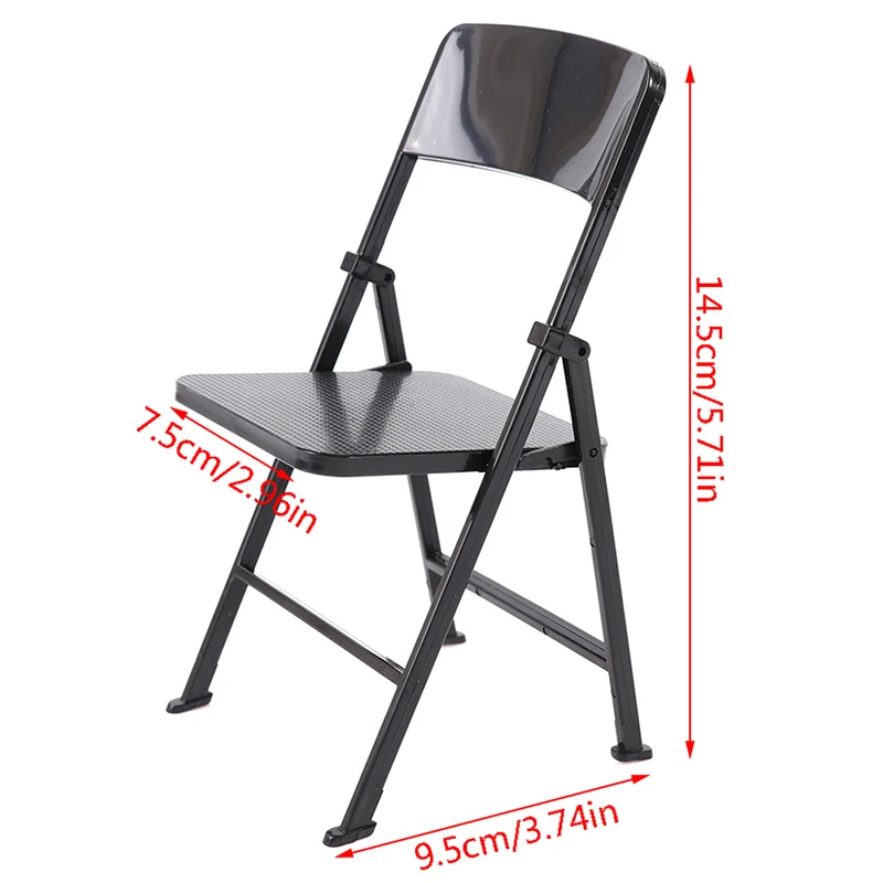 Black Painted Metal Folding Chair 1:6 Scale Dolls House Miniature Accessories