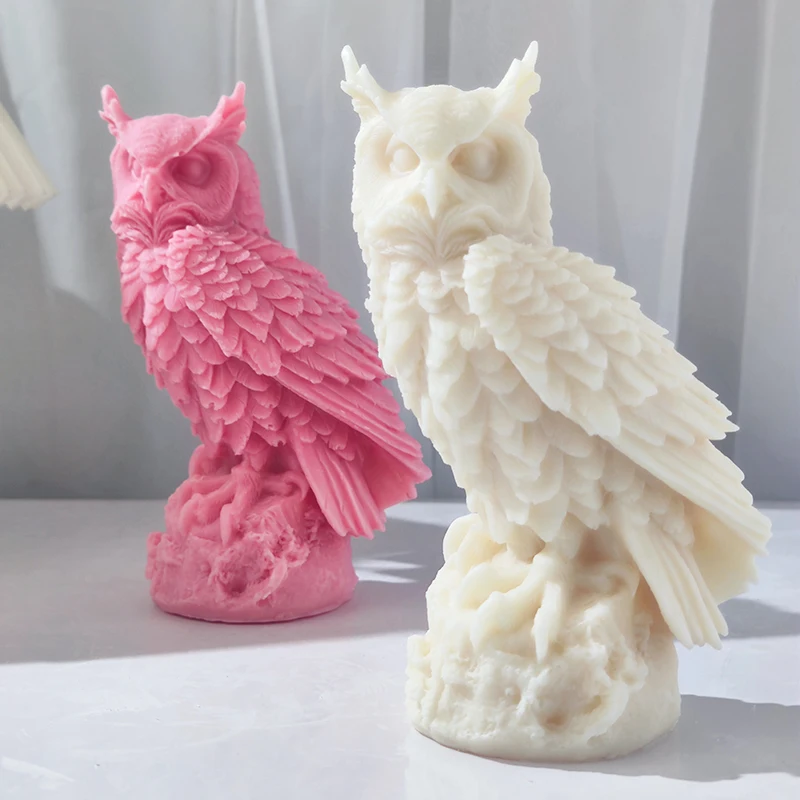 

Large size owl silicone mold aromatherapy candle 3D owl art home desktop decoration