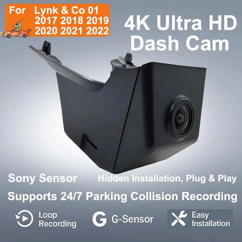 4K HD Plug And Play  Dash Cam Wifi Car DVR Camera 24H Video Monitor For Lynk & Co 01 2017 2018 2019 2020 2021 2022 APP Control