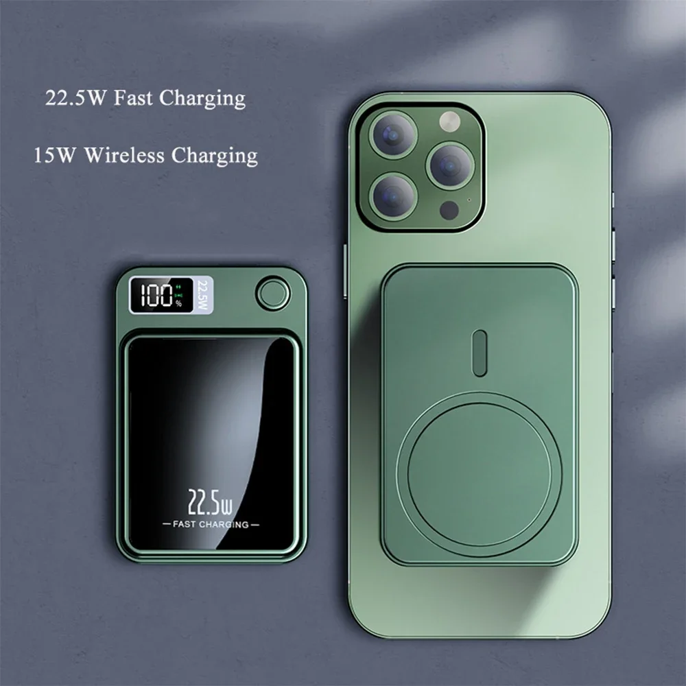 

New ultra-thin power bank 22.5W PD fast magnetizing wireless charging treasure 20000mAh portable mobile power supply