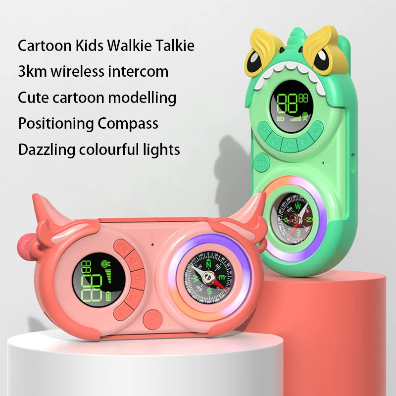 무선 키즈 워키토키, USB 충전식, 만화 유니콘 올빼미, 야외 라디오, 무선 연결 완구, 3km