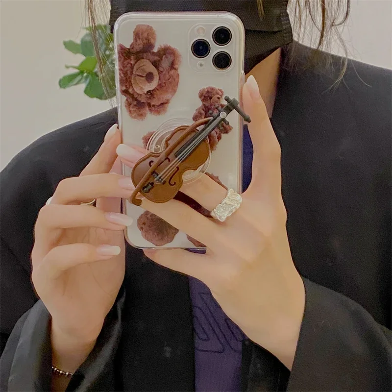 Ins Korea Mini Violin Cell Phone Grip Tok Cute Holder Stand Ring for IPhone 14Pro Accessories Griptok Phone Bracket Hand Support