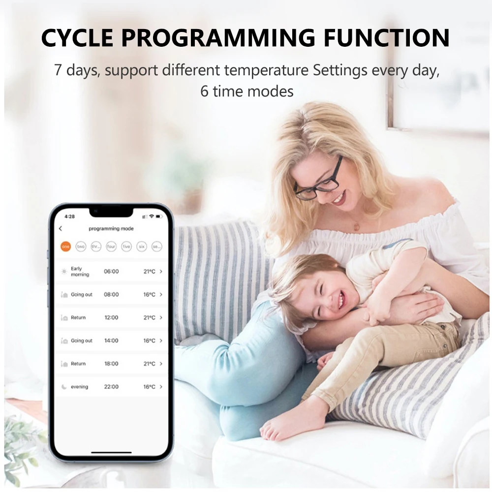 Smart Thermostat Radiator Actuator APP Voice Control Thermostatic Valve Controller Works Compatible With Alexa Google Home Alice