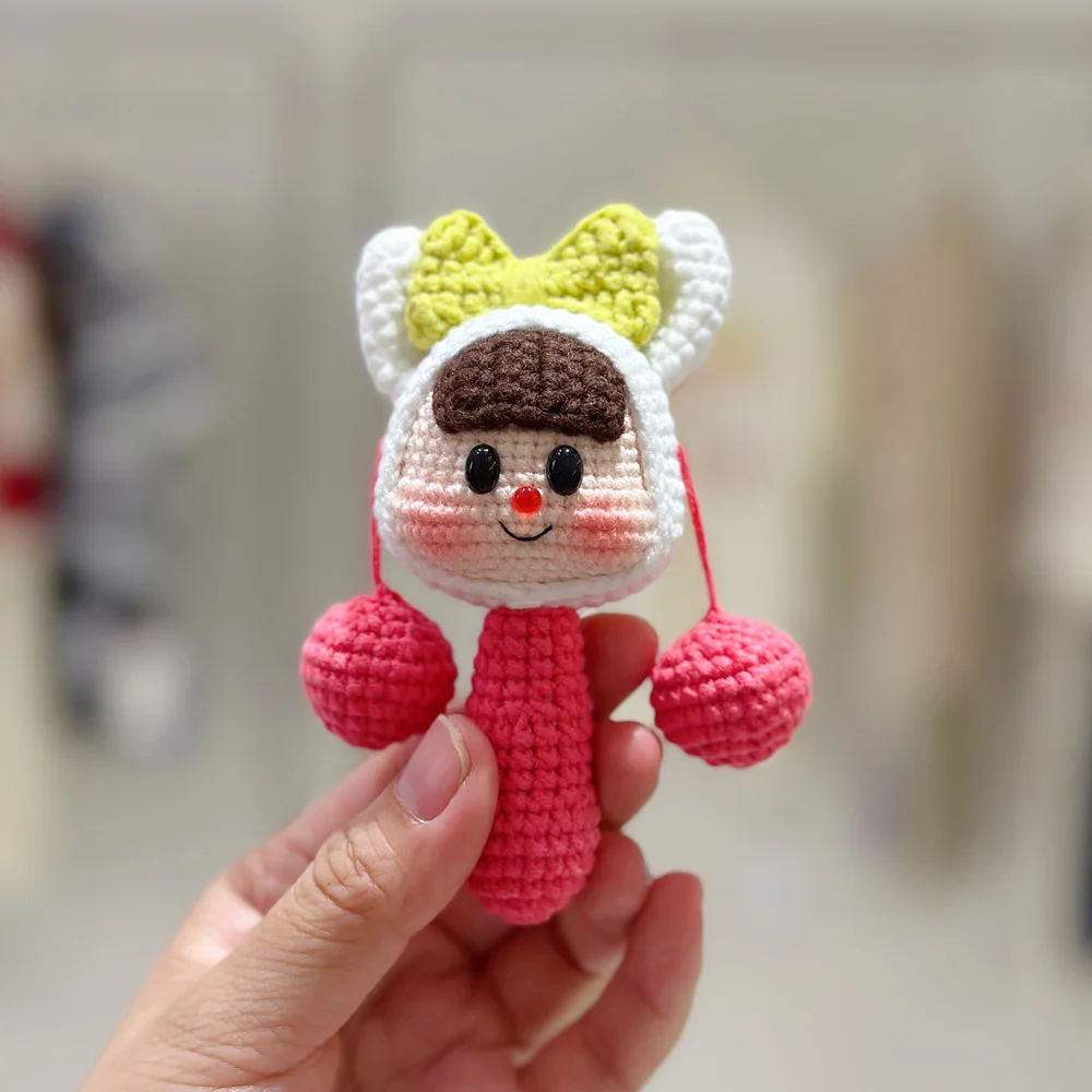 

1pc Handmade Cute Multi-sister Doll Yarn Knitted Finished Pendant DIY Creative Bag Key Phone Hanging Accessory Crocheting Crafts