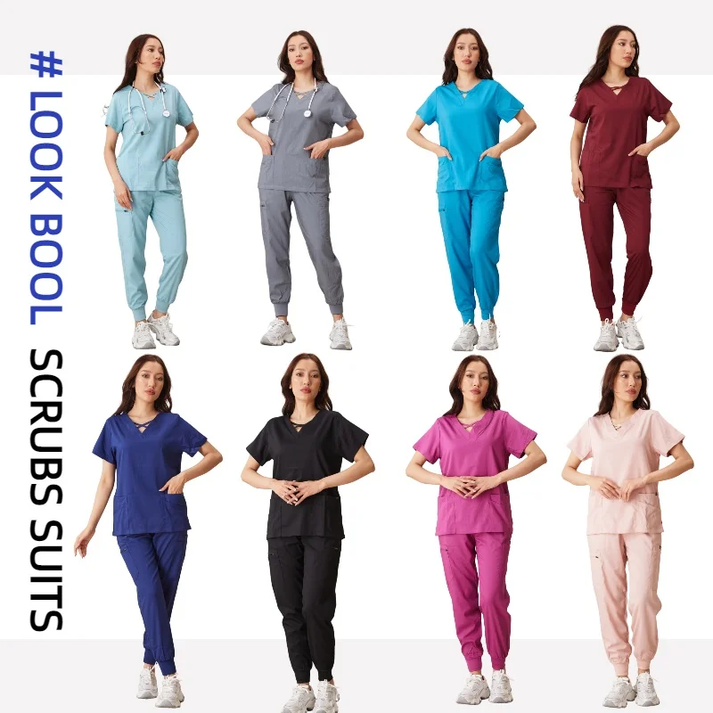 Surgical Uniforms Woman Scrub Set Medical Nurse Beauty Salon Workwear Clinical Scrubs Top Pants Spa Doctor Nursing Clinical Suit