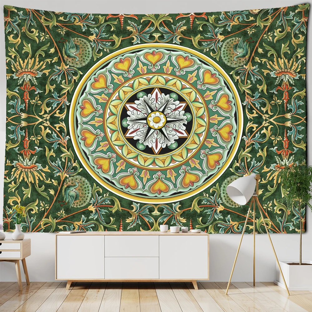 Fluorescent Geometric Pattern Tapestry Wall Hanging Psychedelic Mandala Witchcraft Tapez Hippie Home Decor