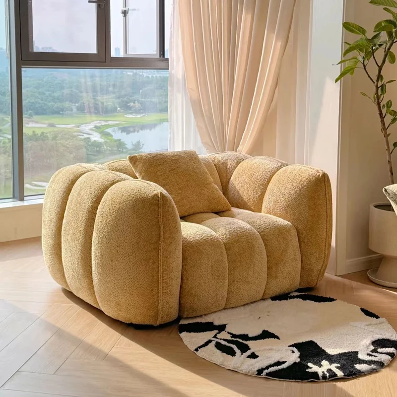 

Pumpkin sofa, French retro cream fabric sofa