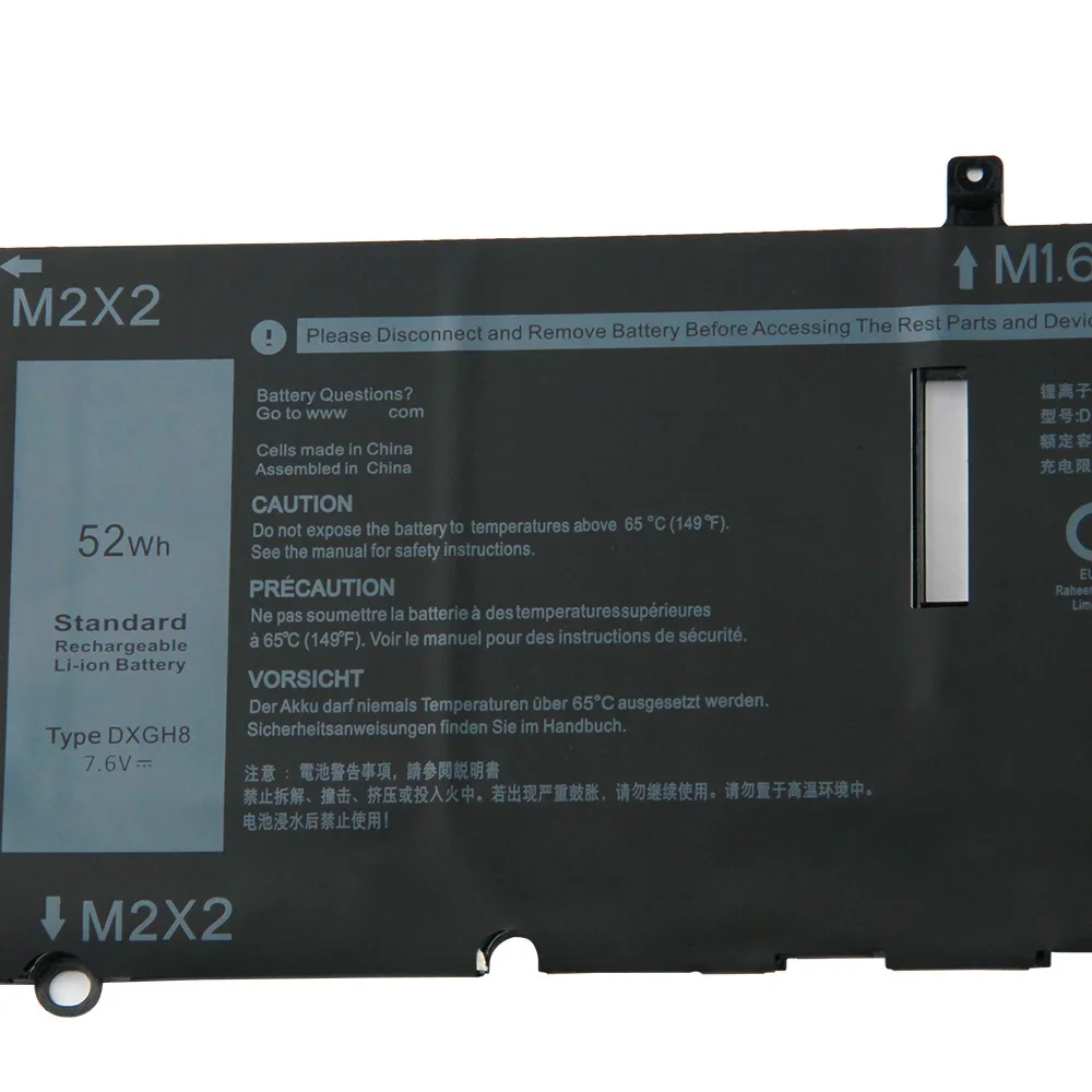 Replacement Battery DXGH8 For Dell XPS 13-5390 XPS 9370 9380 HK6N5 P82G High Quality Batteries 6500mAh With Tool